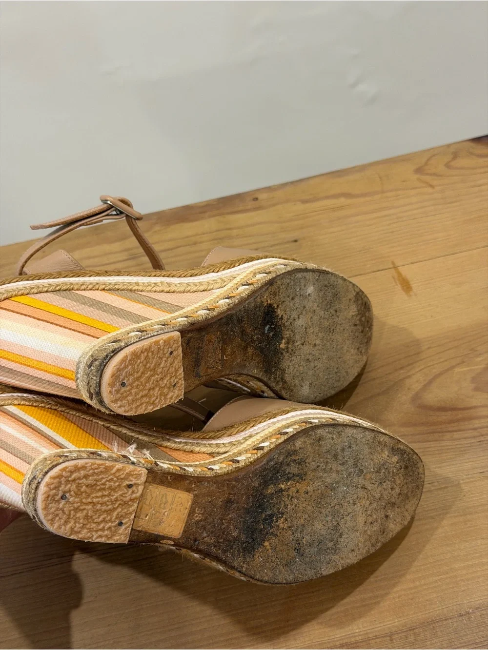 Valentino Garavani Nude Tan Espadrille Platform Sandals- 38